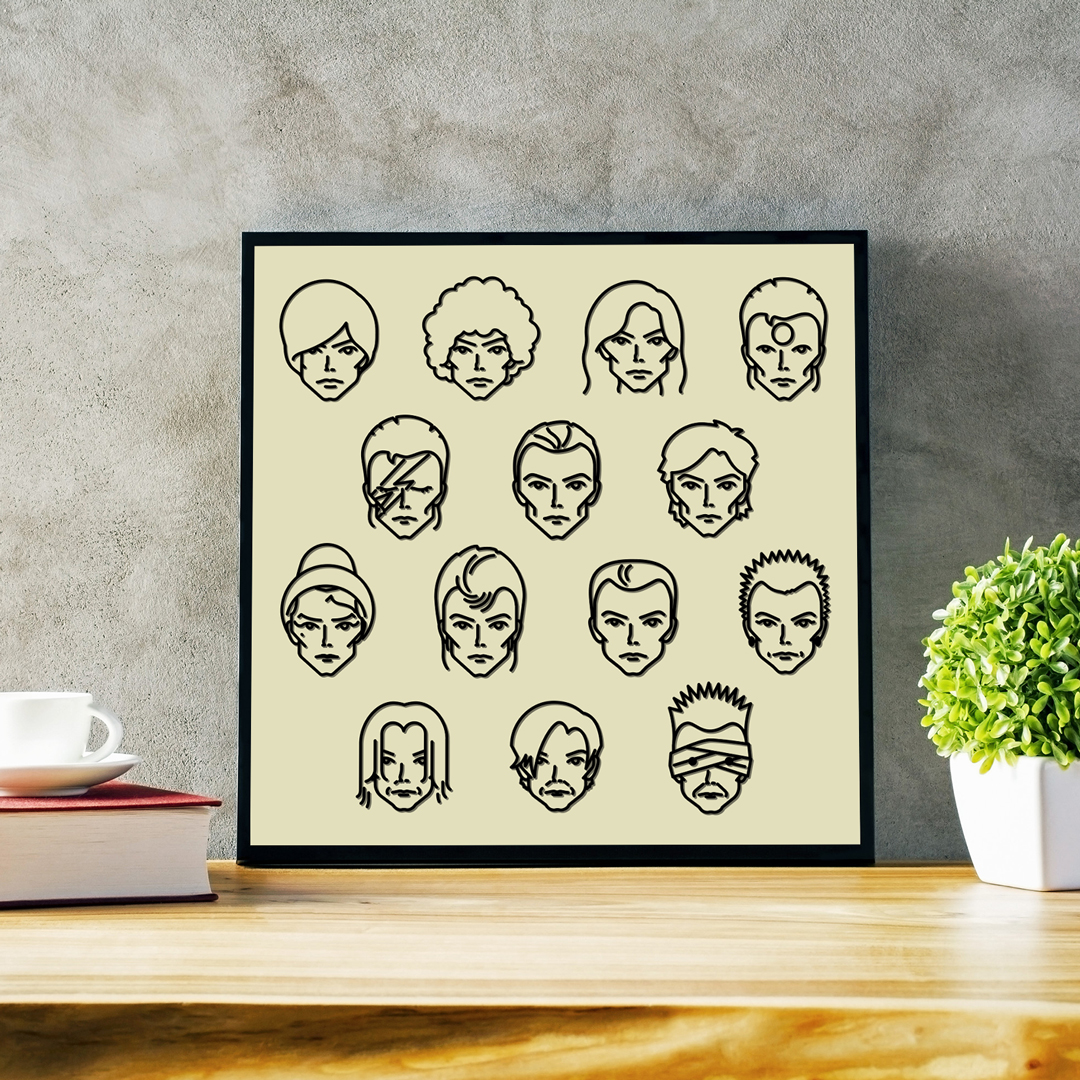 Pattern con retratos de David Bowie.